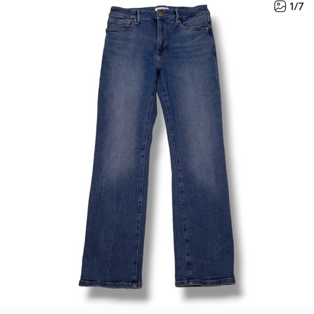 Good American Good Legs Straight Jeans Womens 4 Mid Rise Deco Yoke